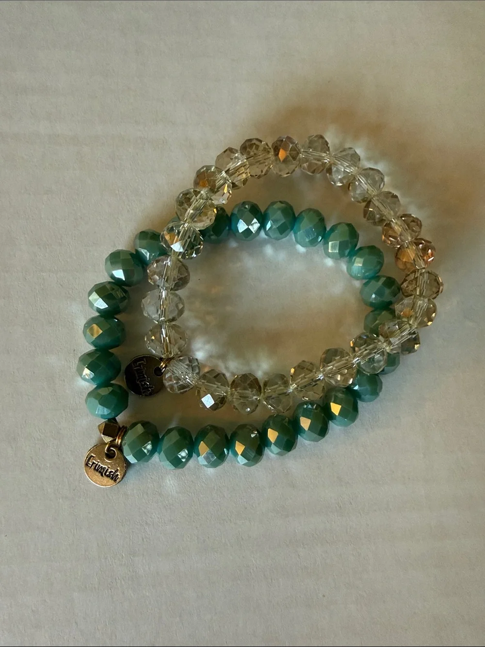 Erimish Teal and Clear Faceted Stretch Bracelet Set